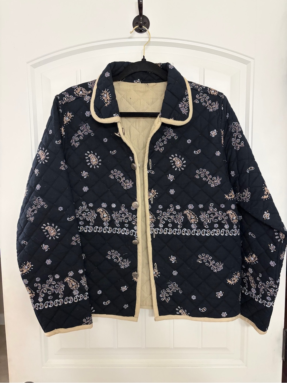 Quilted Black Paisley Trim Jacket - Brand Unknown